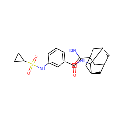 NC(=O)C12CC3C[C@@H](C1)C(NC(=O)c1cccc(NS(=O)(=O)C4CC4)c1)[C@@H](C3)C2 ZINC001772613984