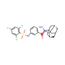 NC(=O)C12CC3C[C@@H](C1)C(NC(=O)c1cccc(NS(=O)(=O)c4c(Cl)cc(Cl)cc4Cl)c1)[C@@H](C3)C2 ZINC001772599081