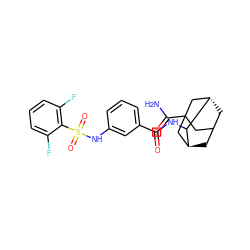 NC(=O)C12CC3C[C@@H](C1)C(NC(=O)c1cccc(NS(=O)(=O)c4c(F)cccc4F)c1)[C@@H](C3)C2 ZINC001772575322