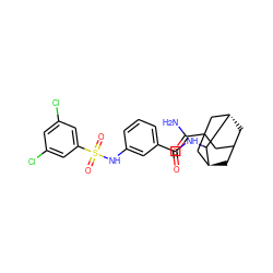 NC(=O)C12CC3C[C@@H](C1)C(NC(=O)c1cccc(NS(=O)(=O)c4cc(Cl)cc(Cl)c4)c1)[C@@H](C3)C2 ZINC001772625853