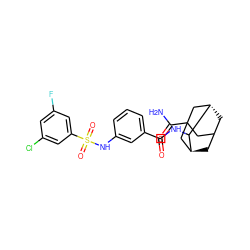 NC(=O)C12CC3C[C@@H](C1)C(NC(=O)c1cccc(NS(=O)(=O)c4cc(F)cc(Cl)c4)c1)[C@@H](C3)C2 ZINC001772651489