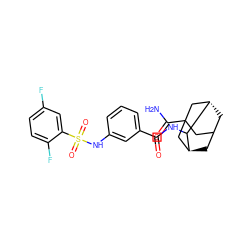 NC(=O)C12CC3C[C@@H](C1)C(NC(=O)c1cccc(NS(=O)(=O)c4cc(F)ccc4F)c1)[C@@H](C3)C2 ZINC001772636698