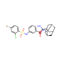 NC(=O)C12CC3C[C@@H](C1)C(NC(=O)c1cccc(NS(=O)(=O)c4ccc(Br)cc4Cl)c1)[C@@H](C3)C2 ZINC001772597683