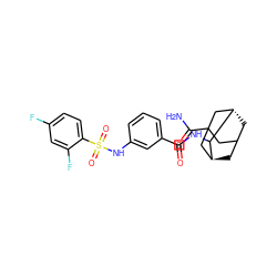 NC(=O)C12CC3C[C@@H](C1)C(NC(=O)c1cccc(NS(=O)(=O)c4ccc(F)cc4F)c1)[C@@H](C3)C2 ZINC001772657907