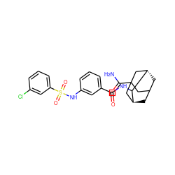 NC(=O)C12CC3C[C@@H](C1)C(NC(=O)c1cccc(NS(=O)(=O)c4cccc(Cl)c4)c1)[C@@H](C3)C2 ZINC001772618196