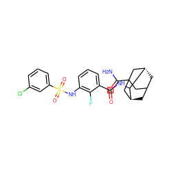 NC(=O)C12CC3C[C@@H](C1)C(NC(=O)c1cccc(NS(=O)(=O)c4cccc(Cl)c4)c1F)[C@@H](C3)C2 ZINC001772583106