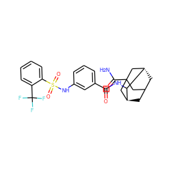 NC(=O)C12CC3C[C@@H](C1)C(NC(=O)c1cccc(NS(=O)(=O)c4ccccc4C(F)(F)F)c1)[C@@H](C3)C2 ZINC001772649689