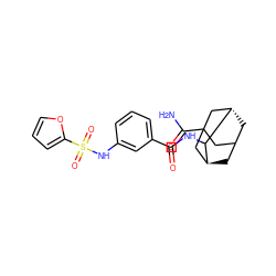 NC(=O)C12CC3C[C@@H](C1)C(NC(=O)c1cccc(NS(=O)(=O)c4ccco4)c1)[C@@H](C3)C2 ZINC001772595607