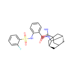 NC(=O)C12CC3C[C@@H](C1)C(NC(=O)c1ccccc1NS(=O)(=O)c1ccccc1F)[C@@H](C3)C2 ZINC001772646375