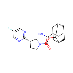 NC(=O)C12CC3C[C@@H](C1)C(OC(=O)N1CC[C@H](c4ncc(F)cn4)C1)[C@@H](C3)C2 ZINC000147323020