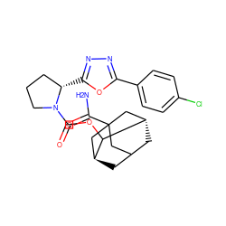 NC(=O)C12CC3C[C@@H](C1)C(OC(=O)N1CCC[C@@H]1c1nnc(-c4ccc(Cl)cc4)o1)[C@@H](C3)C2 ZINC001772645029