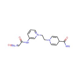 NC(=O)C1C=CN(CC[n+]2cccc(NC(=O)C=[N+]=O)c2)C=C1 ZINC000653821706