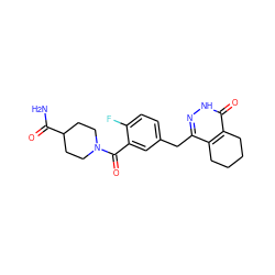 NC(=O)C1CCN(C(=O)c2cc(Cc3n[nH]c(=O)c4c3CCCC4)ccc2F)CC1 ZINC000148125782