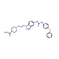 NC(=O)C1CCN(CCCn2ncc3cc(NC(=O)Nc4ccc(Oc5ccccc5)cc4)ccc32)CC1 ZINC000028525419