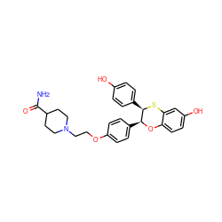 NC(=O)C1CCN(CCOc2ccc([C@@H]3Oc4ccc(O)cc4S[C@@H]3c3ccc(O)cc3)cc2)CC1 ZINC000028377756