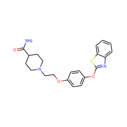 NC(=O)C1CCN(CCOc2ccc(Oc3nc4ccccc4s3)cc2)CC1 ZINC000040919200