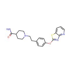 NC(=O)C1CCN(CCc2ccc(Oc3nc4ncccc4s3)cc2)CC1 ZINC000095564007