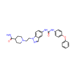 NC(=O)C1CCN(CCn2ncc3cc(NC(=O)Nc4ccc(Oc5ccccc5)cc4)ccc32)CC1 ZINC000028525166