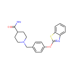 NC(=O)C1CCN(Cc2ccc(Oc3nc4ccccc4s3)cc2)CC1 ZINC000040933669