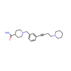 NC(=O)C1CCN(Cc2cccc(C#CCCN3CCCCC3)c2)CC1 ZINC000038459179