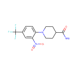 NC(=O)C1CCN(c2ccc(C(F)(F)F)cc2[N+](=O)[O-])CC1 ZINC000004182355