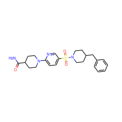 NC(=O)C1CCN(c2ccc(S(=O)(=O)N3CCC(Cc4ccccc4)CC3)cn2)CC1 ZINC000025747553