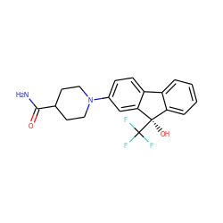 NC(=O)C1CCN(c2ccc3c(c2)[C@](O)(C(F)(F)F)c2ccccc2-3)CC1 ZINC000144759105