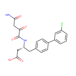 NC(=O)CC(=O)C(=O)N[C@@H](CC(=O)O)Cc1ccc(-c2cccc(Cl)c2)cc1 ZINC000201561980