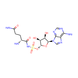 NC(=O)CC[C@@H](N)C(=O)NS(=O)(=O)O[C@H]1O[C@H](n2cnc3c(N)ncnc32)[C@H](O)[C@@H]1O ZINC000049016427