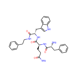 NC(=O)CC[C@H](NC(=O)[C@H](N)Cc1ccccc1)C(=O)N[C@@H](Cc1c[nH]c2ccccc12)C(=O)NCCc1ccccc1 ZINC000029561414