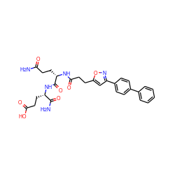 NC(=O)CC[C@H](NC(=O)CCc1cc(-c2ccc(-c3ccccc3)cc2)no1)C(=O)N[C@@H](CCC(=O)O)C(N)=O ZINC000169701549