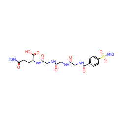 NC(=O)CC[C@H](NC(=O)CNC(=O)CNC(=O)CNC(=O)c1ccc(S(N)(=O)=O)cc1)C(=O)O ZINC000027640294