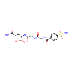 NC(=O)CC[C@H](NC(=O)CNC(=O)CNC(=O)c1ccc(S(N)(=O)=O)cc1)C(=O)O ZINC000027638402