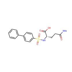 NC(=O)CC[C@H](NS(=O)(=O)c1ccc(-c2ccccc2)cc1)C(=O)O ZINC000197966782