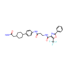 NC(=O)CC1CCC(c2ccc(NC(=O)CCNC(=O)c3nc(-c4ccccc4)oc3C(F)(F)F)cc2)CC1 ZINC001772635308