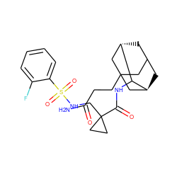 NC(=O)CCC12CC3C[C@@H](C1)C(NC(=O)C1(CNS(=O)(=O)c4ccccc4F)CC1)[C@@H](C3)C2 ZINC001772628466