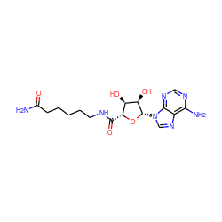 NC(=O)CCCCCNC(=O)[C@H]1O[C@@H](n2cnc3c(N)ncnc32)[C@H](O)[C@@H]1O ZINC000040953083