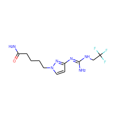 NC(=O)CCCCn1ccc(/N=C(\N)NCC(F)(F)F)n1 ZINC000003995724