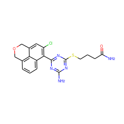 NC(=O)CCCSc1nc(N)nc(-c2c(Cl)cc3c4c(cccc24)COC3)n1 ZINC000095920802