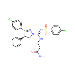 NC(=O)CCN/C(=N\S(=O)(=O)c1ccc(Cl)cc1)N1C[C@@H](c2ccccc2)C(c2ccc(Cl)cc2)=N1 ZINC000095573092