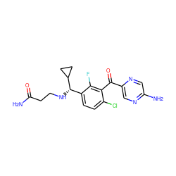 NC(=O)CCN[C@@H](c1ccc(Cl)c(C(=O)c2cnc(N)cn2)c1F)C1CC1 ZINC001772647538