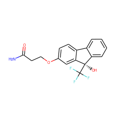 NC(=O)CCOc1ccc2c(c1)[C@](O)(C(F)(F)F)c1ccccc1-2 ZINC000144792490