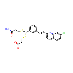 NC(=O)CCS[C@@H](SCCC(=O)O)c1cccc(/C=C/c2ccc3ccc(Cl)cc3n2)c1 ZINC000013727978