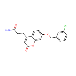 NC(=O)CCc1cc(=O)oc2cc(OCc3cccc(Cl)c3)ccc12 ZINC000036518388