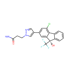 NC(=O)CCn1cc(-c2cc(Cl)c3c(c2)[C@](O)(C(F)(F)F)c2ccccc2-3)cn1 ZINC000144875984