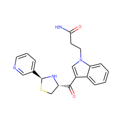 NC(=O)CCn1cc(C(=O)[C@@H]2CS[C@@H](c3cccnc3)N2)c2ccccc21 ZINC000013737508