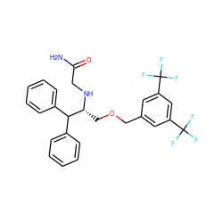 NC(=O)CN[C@H](COCc1cc(C(F)(F)F)cc(C(F)(F)F)c1)C(c1ccccc1)c1ccccc1 ZINC000001535166