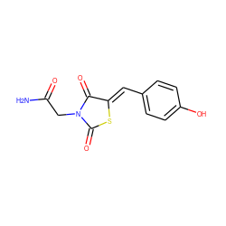 NC(=O)CN1C(=O)S/C(=C\c2ccc(O)cc2)C1=O ZINC000040413478