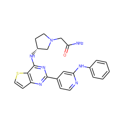 NC(=O)CN1CC[C@@H](Nc2nc(-c3ccnc(Nc4ccccc4)c3)nc3ccsc23)C1 ZINC000148921294