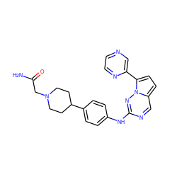 NC(=O)CN1CCC(c2ccc(Nc3ncc4ccc(-c5cnccn5)n4n3)cc2)CC1 ZINC000082158110